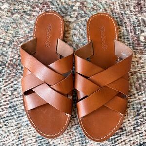 Madewell Woven Leather Boardwalk Slides